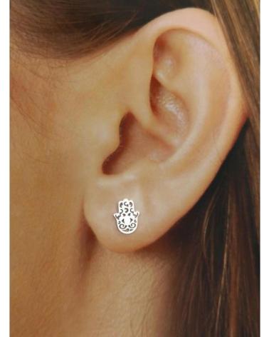 MINOPLATA PENDIENTES MANO DE FATIMA CALADA DE PLATA DE LEY 925