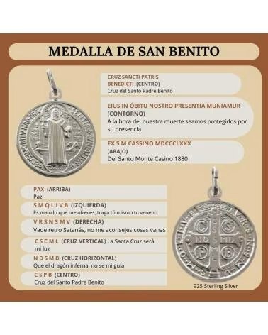 MINOPLATA PULSERA ROSARIO DE PLATA DE LEY CRUZ Y MEDALLA DE SAN BENITO