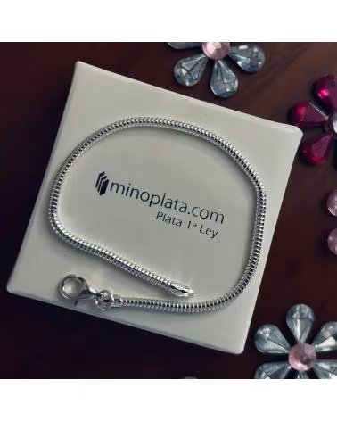 MINOPLATA PULSERA COLA DE TOPO 2 8MM DE PLATA DE LEY 925