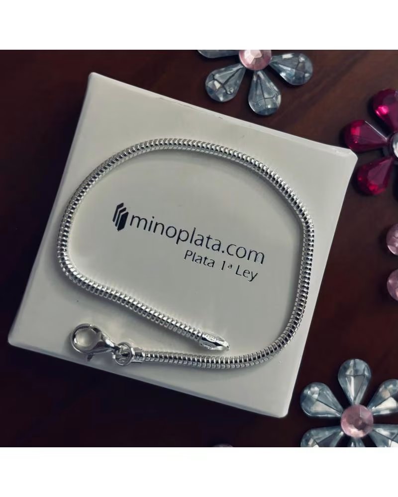MINOPLATA PULSERA COLA DE TOPO 2 8MM DE PLATA DE LEY 925