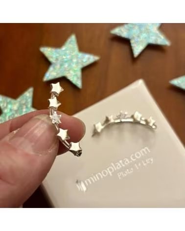 MINOPLATA PENDIENTES TREPADORES ESTRELLAS DE PLATA DE LEY CON CIRCONIT