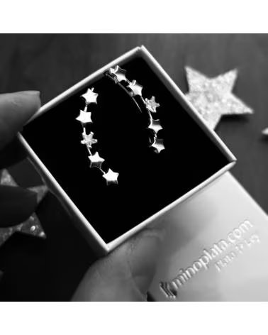 MINOPLATA PENDIENTES TREPADORES ESTRELLAS DE PLATA DE LEY CON CIRCONIT