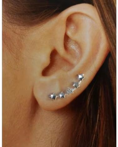MINOPLATA PENDIENTES TREPADORES ESTRELLAS DE PLATA DE LEY CON CIRCONIT