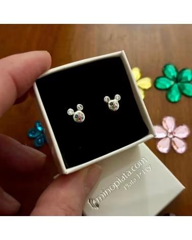 MINOPLATA PENDIENTES INFANTILES CHATON DE PLATA DE LEY CON PIEDRAS DE
