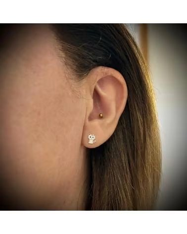 MINOPLATA PENDIENTES GATO DE PLATA DE LEY CON CIERRE ROSCA BEBE