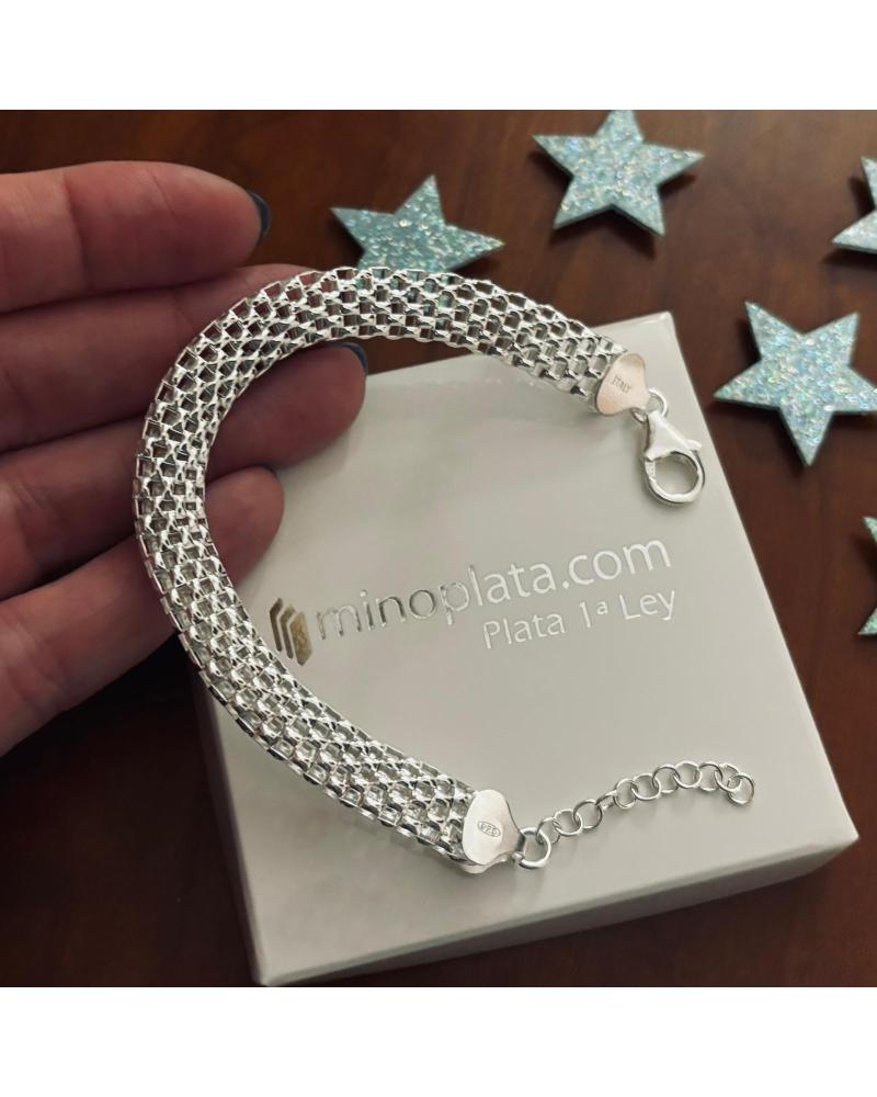 MINOPLATA PULSERA MALLA DE PLATA DE LEY 925