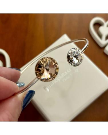 MINOPLATA PULSERA BRAZALETE FLEXIBLE DE PLATA DE LEY 925 CON CRISTAL S