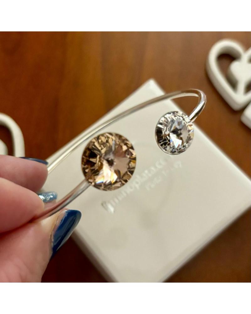 MINOPLATA PULSERA BRAZALETE FLEXIBLE DE PLATA DE LEY 925 CON CRISTAL S