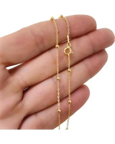 MINOPLATA CADENA BOLITAS DE PLATA DE LEY CHAPADA EN ORO 40CM