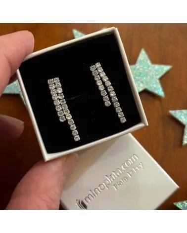 MINOPLATA PENDIENTES CASCADA DE PLATA DE LEY CON CIRCONITAS
