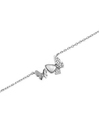 MINOPLATA PULSERA MARIPOSAS DE PLATA DE LEY CON NACAR