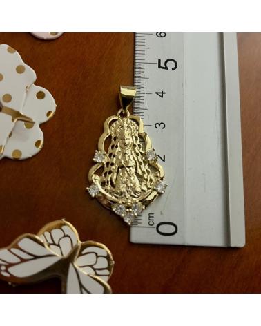 MINOPLATA MEDALLA SILUETA VIRGEN DEL ROCIO DE PLATA DE LEY CHAPADA EN
