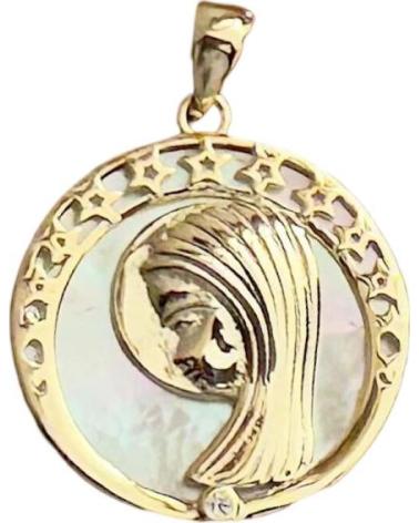 MINOPLATA MEDALLA ESTRELLAS VIRGEN NINA DE PLATA DE LEY CHAPADA EN ORO