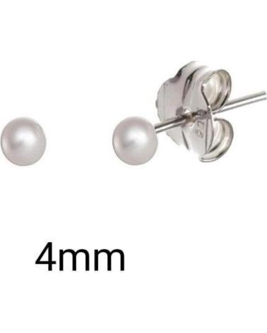 MINOPLATA PENDIENTES BOLA PERLA SINTETICA 4MM EN PLATA DE LEY 925