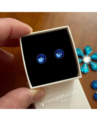 MINOPLATA PENDIENTES DE PLATA DE LEY CON CRISTAL SW AZUL INTENSO
