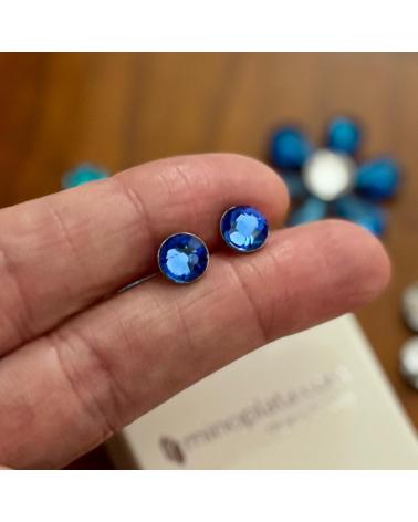 MINOPLATA PENDIENTES DE PLATA DE LEY CON CRISTAL SW AZUL INTENSO