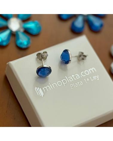 MINOPLATA PENDIENTES DE PLATA DE LEY CON CRISTAL SW AZUL INTENSO