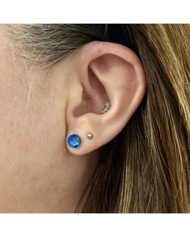 MINOPLATA PENDIENTES DE PLATA DE LEY CON CRISTAL SW AZUL INTENSO