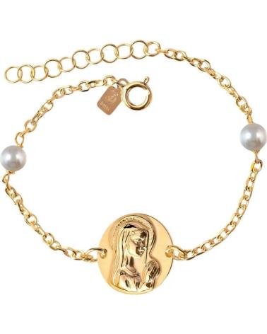 MINOPLATA PULSERA VIRGEN NINA DE PLATA CHAPADA EN ORO CON PERLAS PRIME