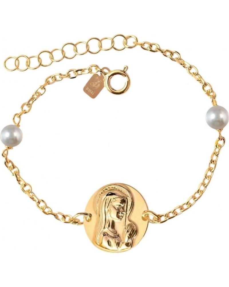MINOPLATA PULSERA VIRGEN NINA DE PLATA CHAPADA EN ORO CON PERLAS PRIME