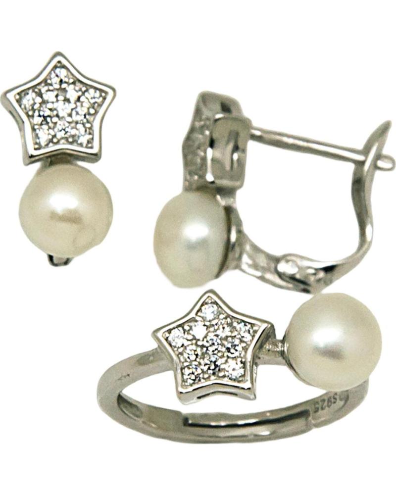 MINOPLATA CONJUNTO PENDIENTES Y SORTIJA AJUSTABLE ESTRELLA DE PLATA RO