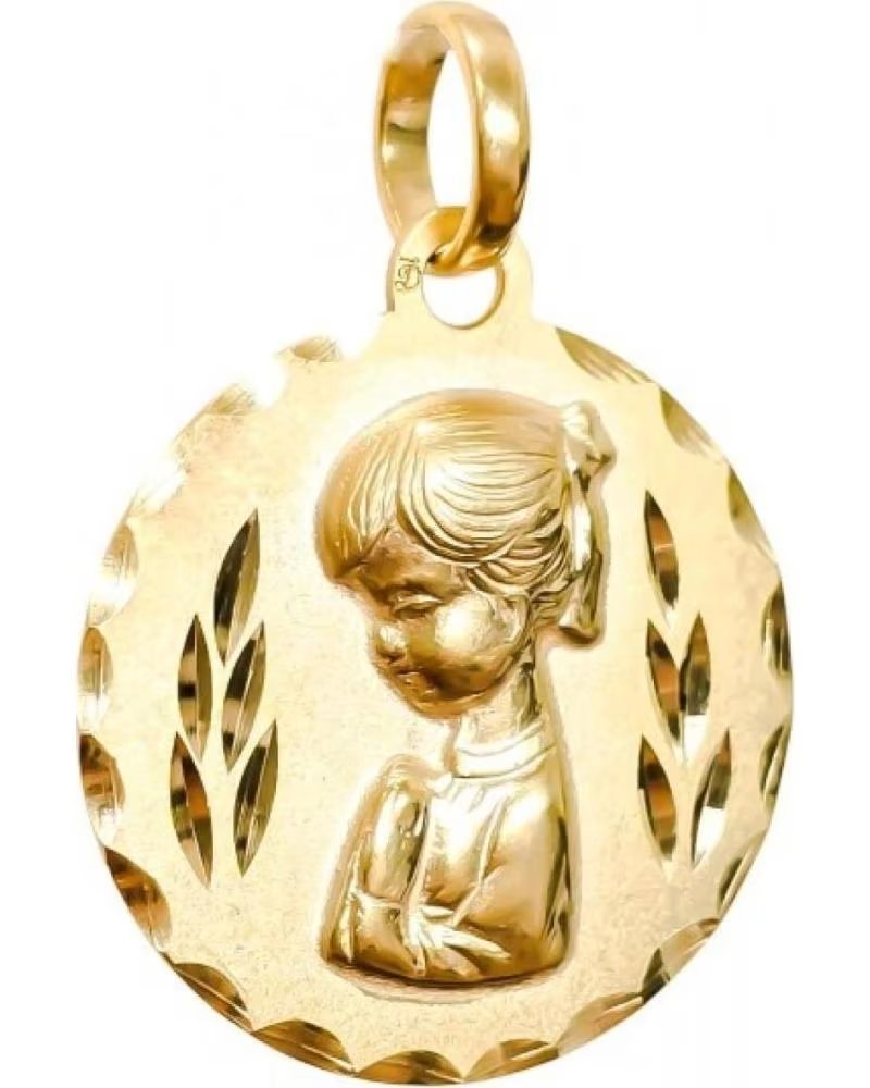 MINOPLATA MEDALLA COMUNION VIRGEN NINA DE PLATA DE LEY CHAPADA EN ORO