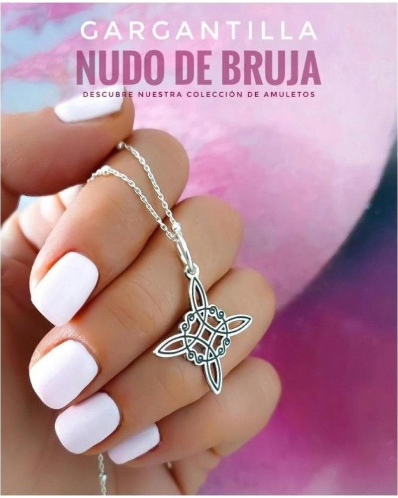 MINOPLATA GARGANTILLA BOLITAS Y NUDO DE BRUJA DE PLATA DE LEY