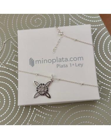MINOPLATA GARGANTILLA BOLITAS Y NUDO DE BRUJA DE PLATA DE LEY