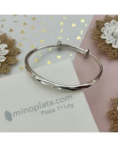 MINOPLATA PULSERA MEDIA CANA INFANTIL AJUSTABLE DE PLATA DE LEY RODIAD
