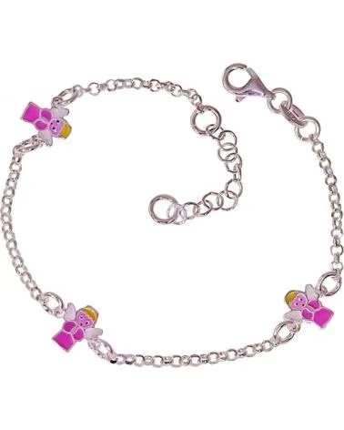 MINOPLATA PULSERA INFANTIL ANGELITOS ROSAS DE PLATA DE LEY 925