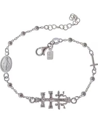 MINOPLATA PULSERA AMULETO CRUZ DE CARAVACA CRUCIFIJO Y MEDALLA VIRGEN