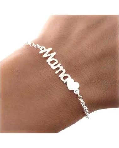 MINOPLATA PULSERA MAMA CORAZON DE PLATA DE LEY 925
