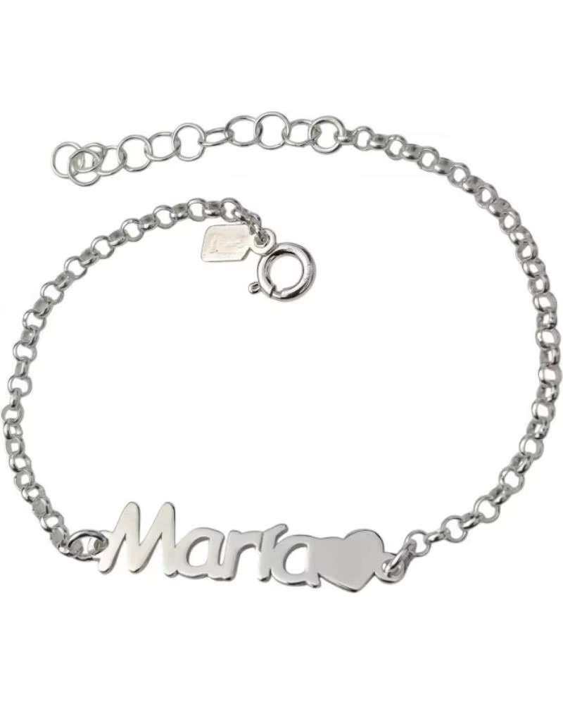 MINOPLATA PULSERA PERSONALIZADA NOMBRE CORAZON DE PLATA DE LEY 925