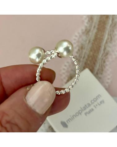 MINOPLATA ANILLO RELIADO DE PLATA DE LEY 925 CON PERLAS 9MM