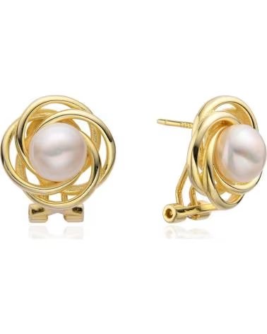 MINOPLATA PENDIENTES FLOR DE PLATA DE LEY BANADA EN ORO CON PERLAS CUL