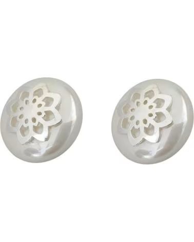 MINOPLATA PENDIENTES PERLA PLANA 12MM FLOR DE PLATA DE LEY 925