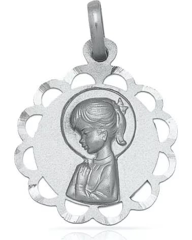 MINOPLATA MEDALLA VIRGEN NINA CALADA DE PLATA DE LEY 925 17MM