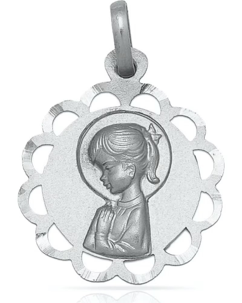 MINOPLATA MEDALLA VIRGEN NINA CALADA DE PLATA DE LEY 925 17MM