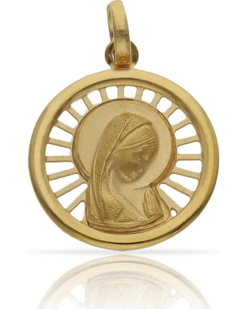 MINOPLATA MEDALLA VIRGEN NINA CALADA DE PLATA DE LEY CHAPADA EN ORO 18