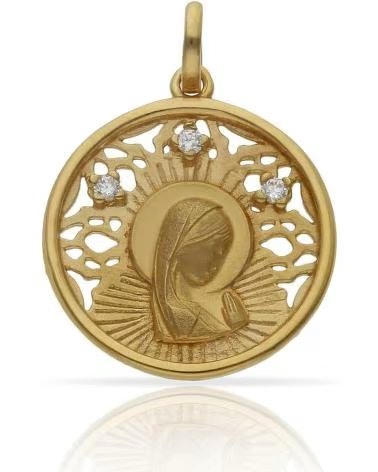 MINOPLATA MEDALLA VIRGEN NINA CALADA CON CIRCONITAS EN PLATA DE LEY CH