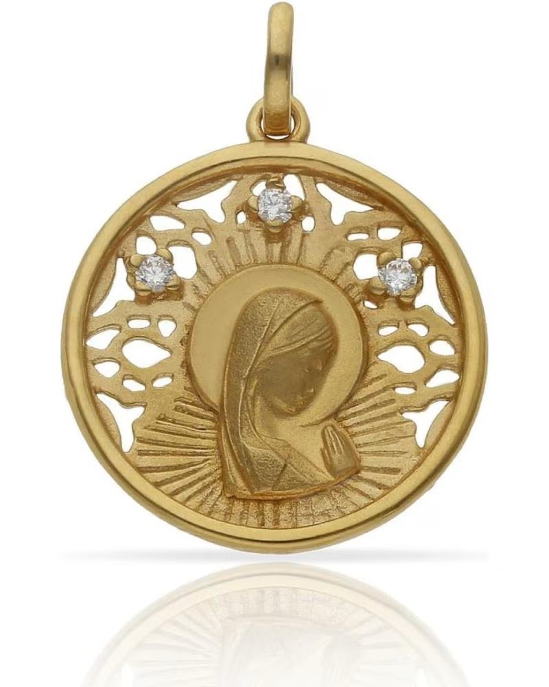 MINOPLATA MEDALLA VIRGEN NINA CALADA CON CIRCONITAS EN PLATA DE LEY CH