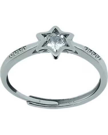 MINOPLATA ANILLO SOLITARIO AJUSTABLE ESTRELLA DE PLATA RODIADA CON CIR