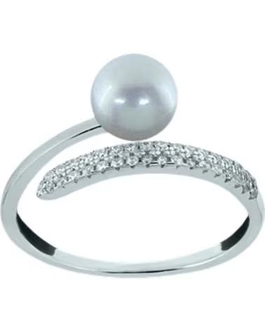MINOPLATA ANILLO AJUSTABLE PERLA CULTIVADA Y CIRCONITAS EN PLATA DE LE