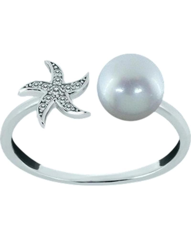 MINOPLATA ANILLO AJUSTABLE PERLA CULTIVADA Y ESTRELLA DE PLATA DE LEY