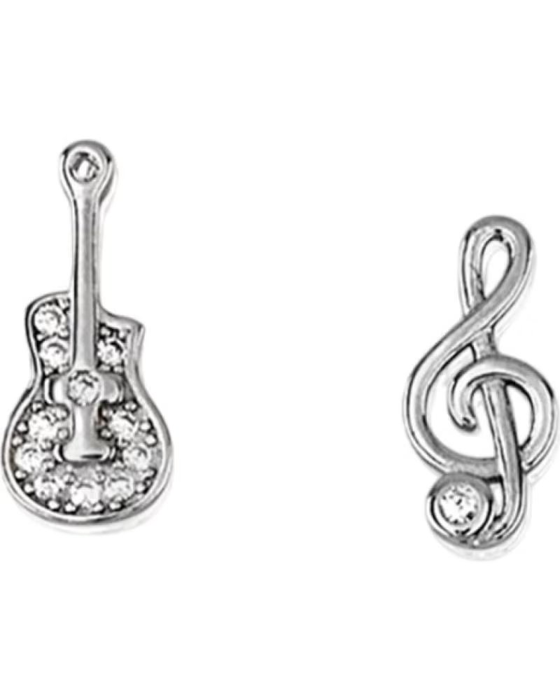 MINOPLATA PENDIENTES ASIMETRICOS CLAVE DE SOL Y GUITARRA DE PLATA CON