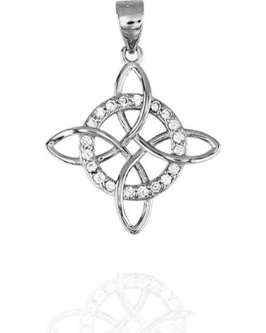 MINOPLATA COLGANTE NUDO DE BRUJAS DE PLATA RODIADA CON CIRCONITAS 20MM