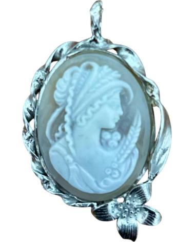 MINOPLATA COLGANTE MEDALLON CAMAFEO CONCHA EN PLATA DE LEY CERCO LAZO