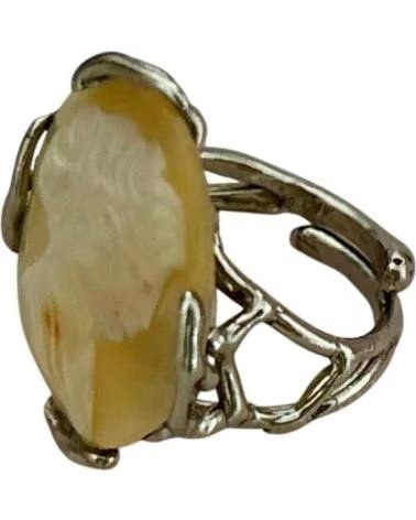 MINOPLATA ANILLO AJUSTABLE CAMAFEO CONCHA DE PLATA DE LEY 925