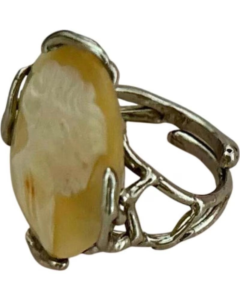 MINOPLATA ANILLO AJUSTABLE CAMAFEO CONCHA DE PLATA DE LEY 925