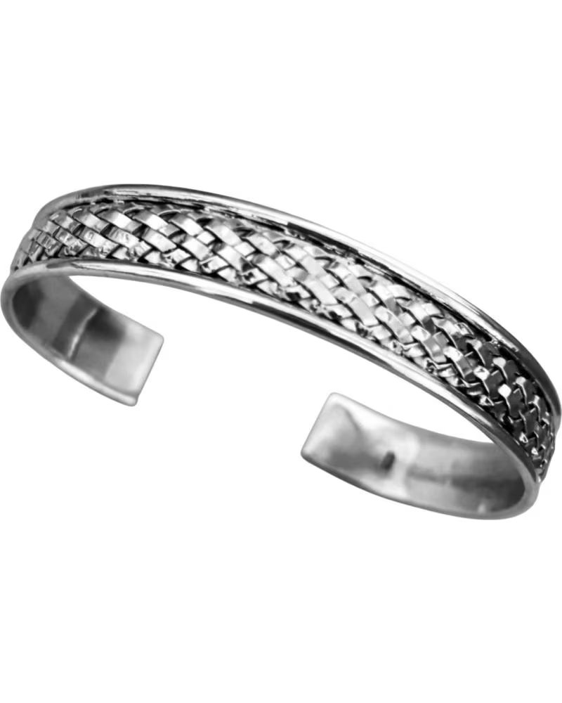MINOPLATA PULSERA BRAZALETE DIBUJO ENTRELAZADO EN PLATA DE LEY ENVEJEC